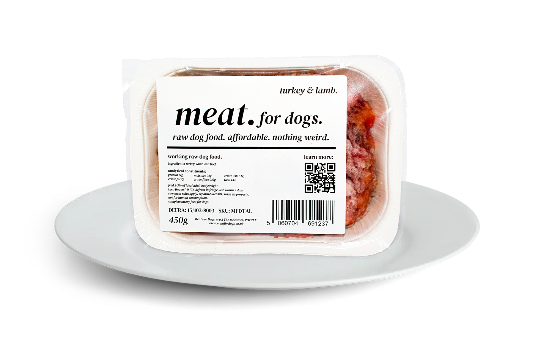 turkey & lamb | meat. for dogs. (16 x 450g)